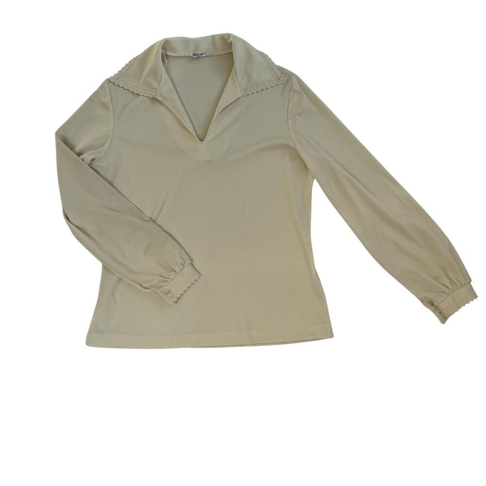 American-vintage Women's Cream and Tan Blouse